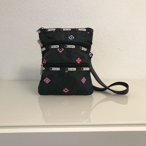 LeSport Sac Crossbody Bag with Embroidered Flowers